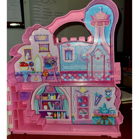Disney Princess Little Kingdom Play N' Carry Castle 12 ½ Inch Tall Pink White - Picture 4 of 7